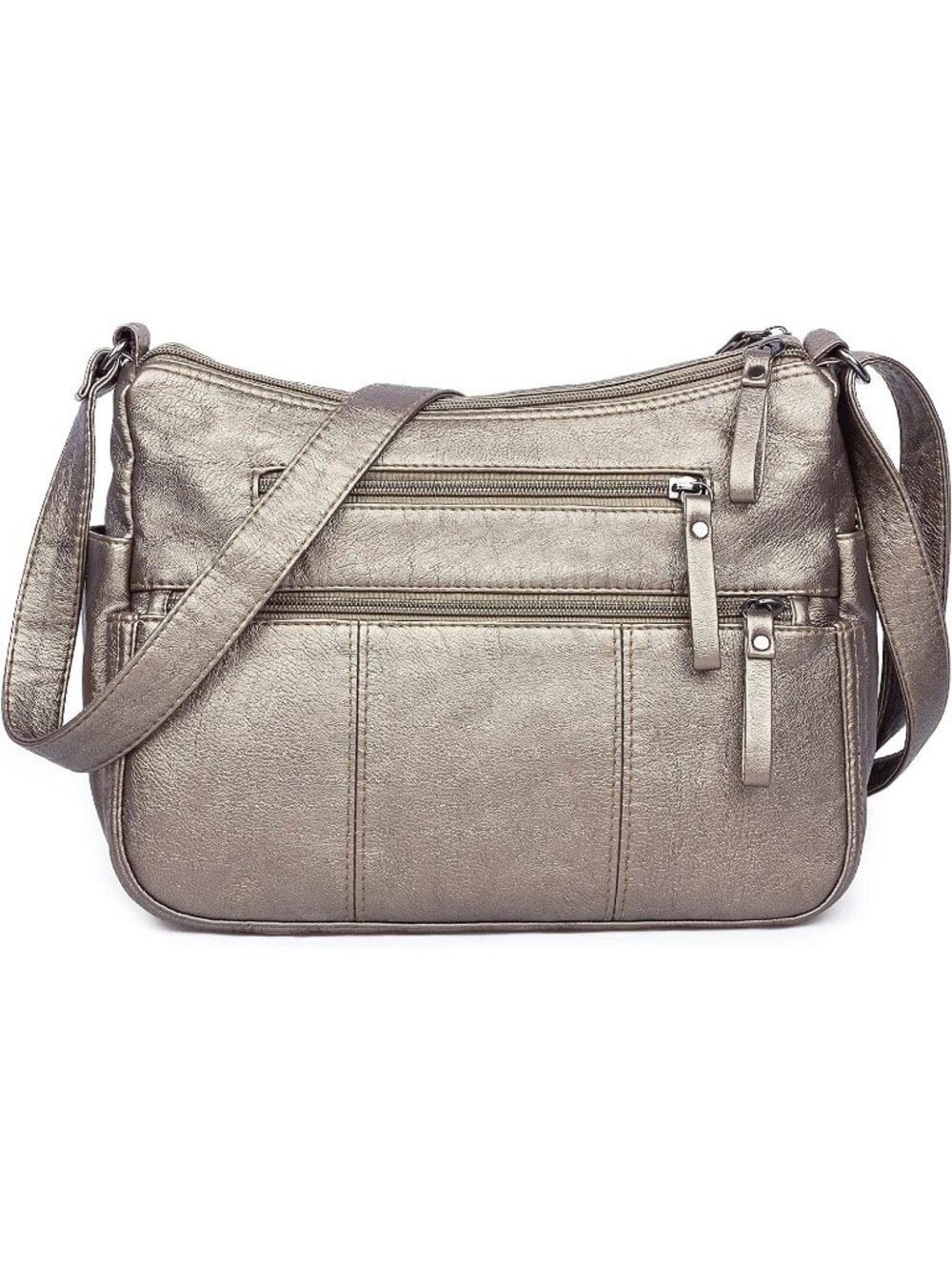 Women's Silver Soft PU Leather Ladies Crossbody Purse Pocketbooks Shoulder Bag